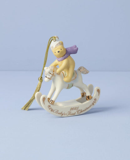 2025 Winnie the Pooh Baby’s 1st Christmas Ornament - Porcelain with Gold Accents