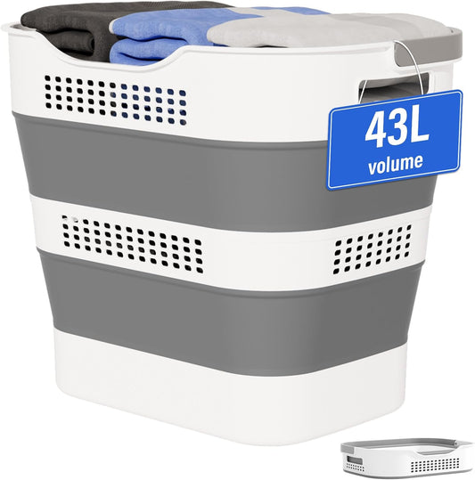 Collapsible Laundry Basket with Handles - Grey, 1 Pack
