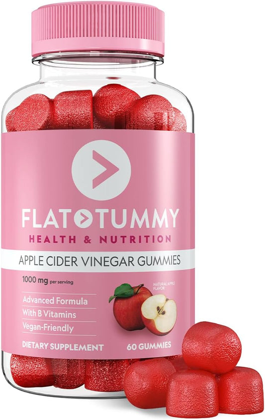 Flat Tummy ACV Gummies – Detox & Gut Health Support with Beet & Pomegranate (60 Count)