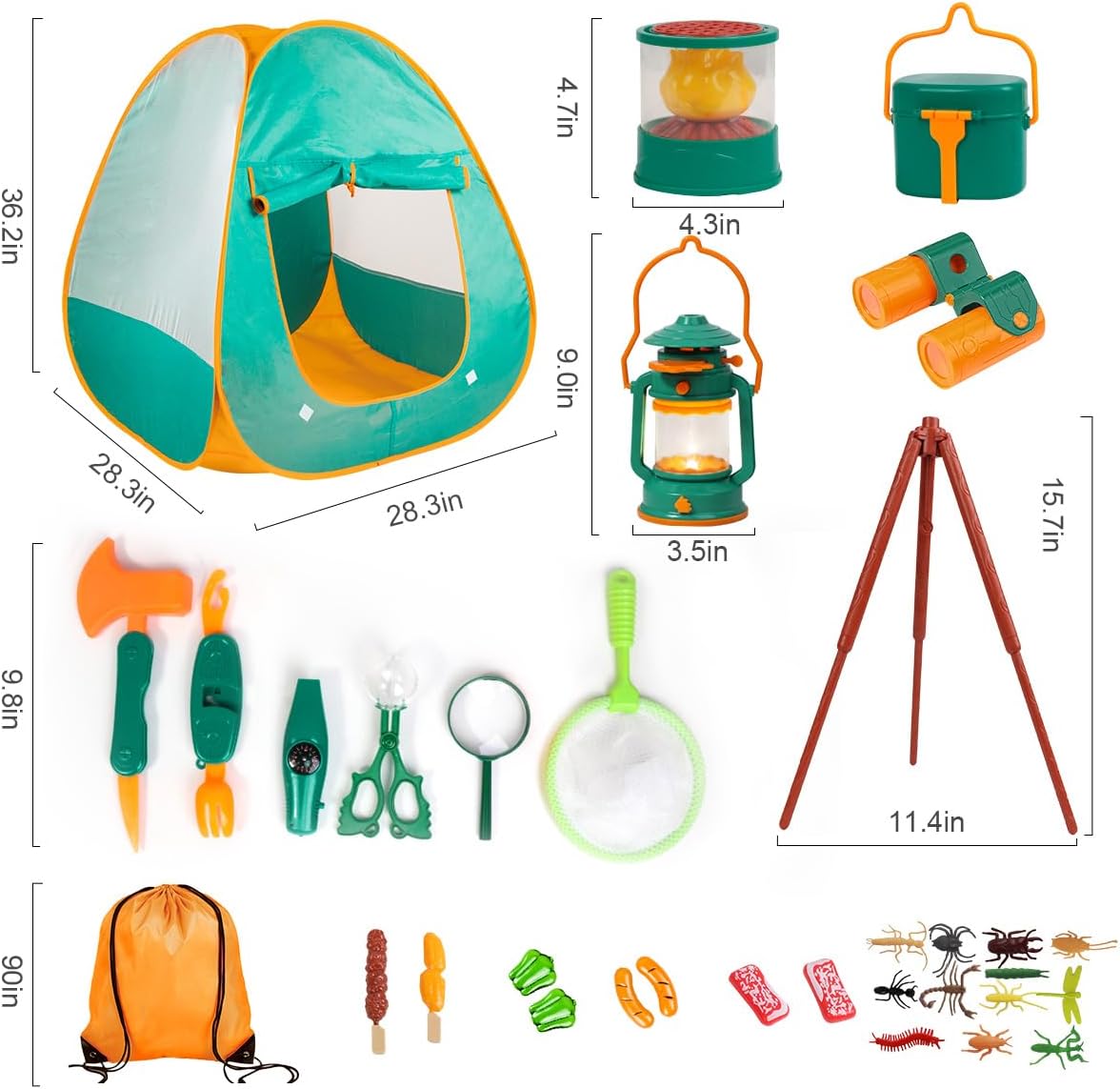 Kids Camping Set with Tent Gift Idea for Boys Age 3,4,5,6 Year Old Birthday