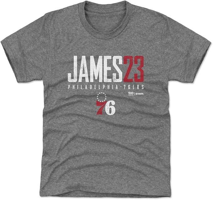 LeBron James Philadelphia 76ers Elite Kids T-Shirt – Youth Basketball Fan Tee in Royal Blue, Black & Gray, Ages 4–16