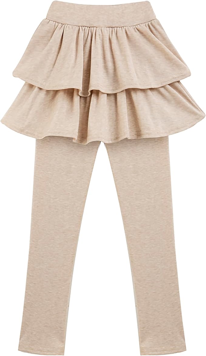 2-Pack Girls’ School Uniform Skirted Leggings – Stretchy Warm Jeggings (Navy/Khaki, Size 4–5T)