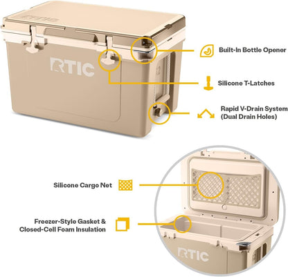 52 Quart Ultra-Light Insulated Cooler – 30% Lighter for Beach, Camping, and Fishing