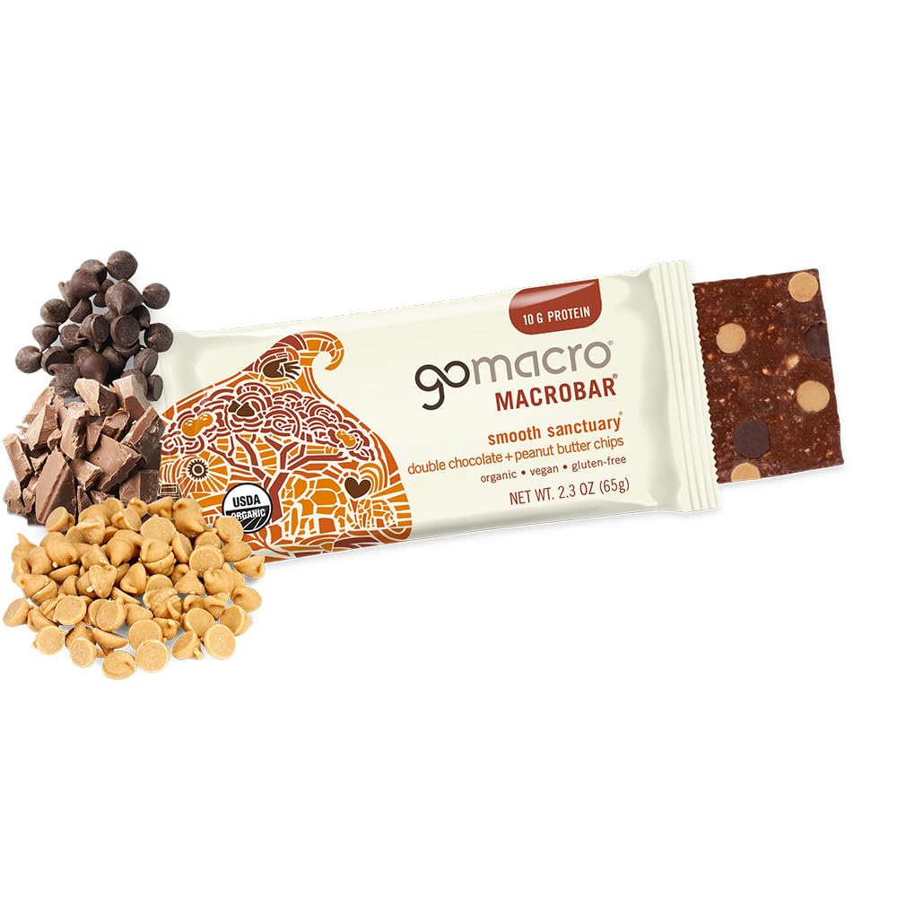 GoMacro MacroBar - 12-Pack Organic Vegan Double Chocolate & Peanut Butter Chips