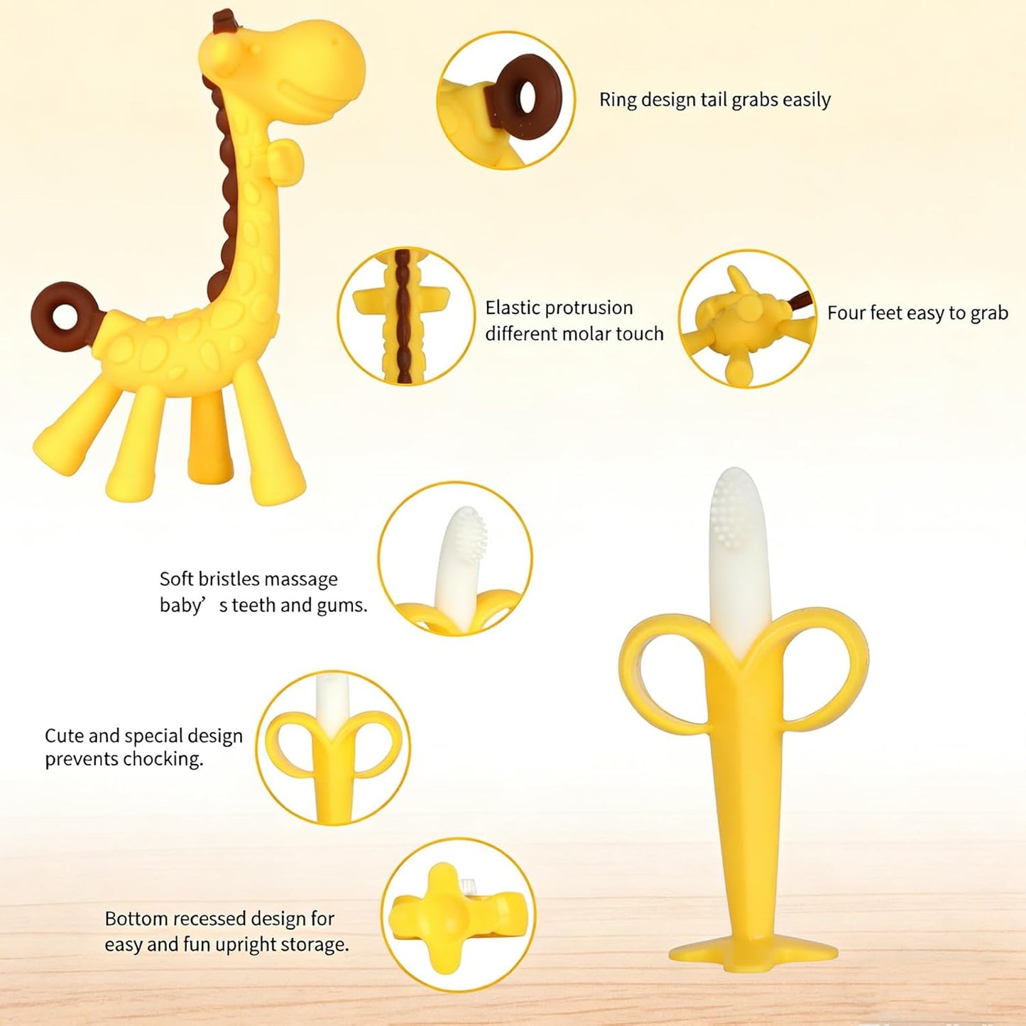 Baby Teething Toys – BPA-Free Freezer-Safe Banana & Giraffe Teethers for Infants (3–6 Months)