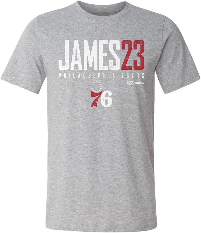 LeBron James Philadelphia 76ers Elite Men's T-Shirt – Cotton Basketball Fan Tee in Royal Blue, Black & Gray, Sizes S–4XL