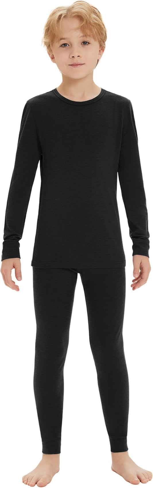 Unisex Kids' Thermal Base Layer Set – 100% Merino Wool Underwear for Girls & Boys