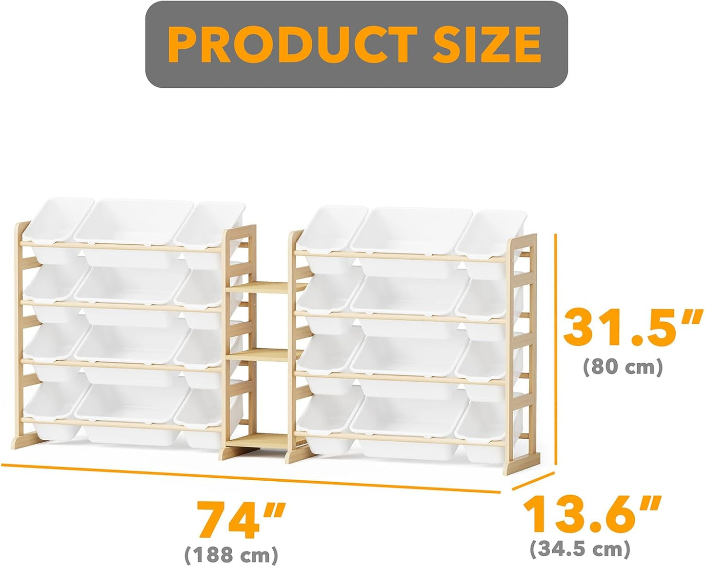 Large Toy Storage Organizer – 24 Bins & 3 Shelves Kids Toy Shelf Bookcase for Bedroom or Playroom – White