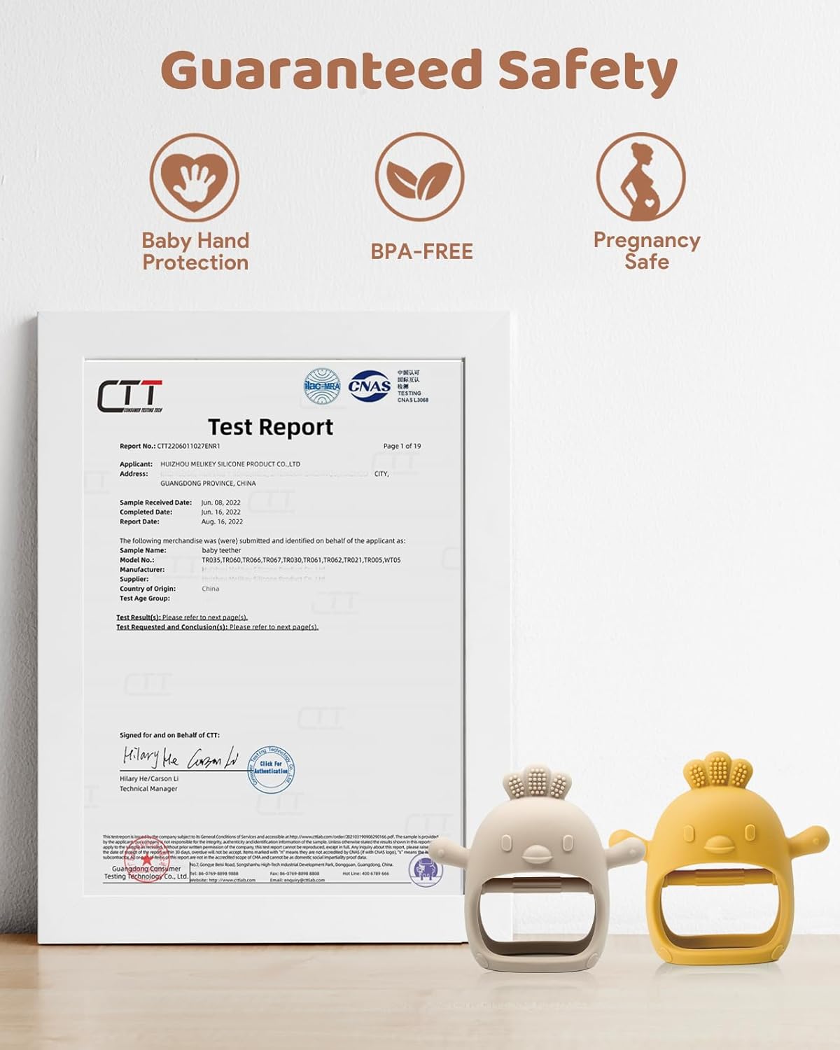2-Pack Baby Teething Mittens – BPA-Free Silicone Anti-Drop Wrist Teethers (Ginger & Caramel, 3+ Months)