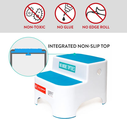 Dual Height Step Stool for Potty Training and Kitchen Use, Non-Slip Top and Sturdy Base