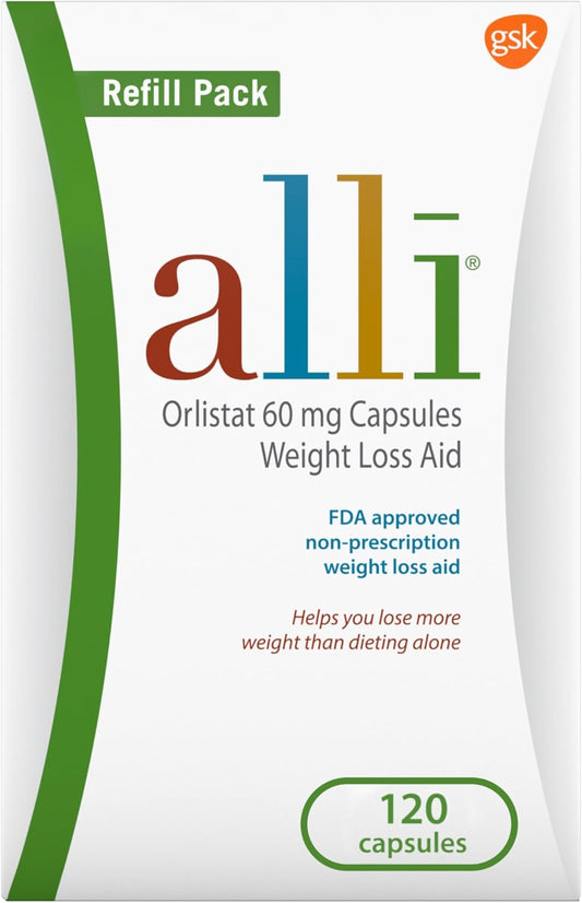 Alli Weight Loss Pills – Orlistat 60 mg Non-Prescription Diet Aid (120 Capsules)