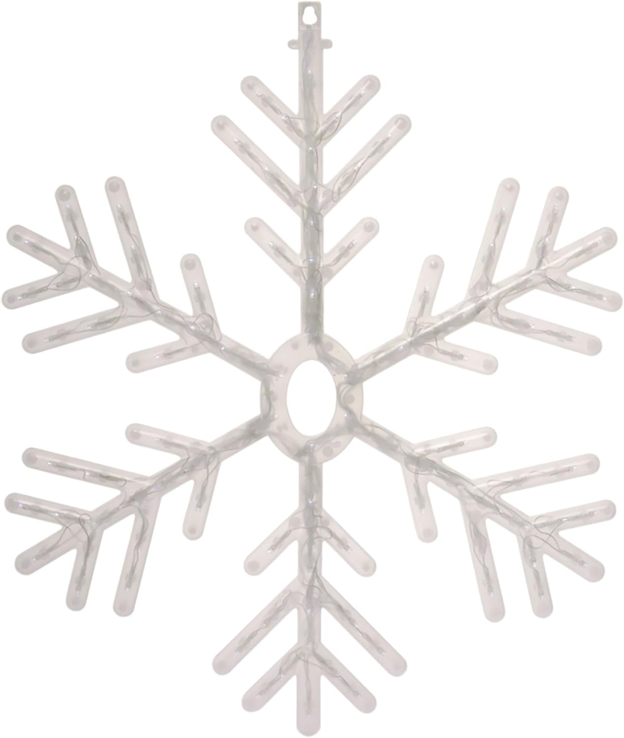 24" Snowflake Lights Decor - Indoor/Outdoor Hanging Christmas Decoration with Cool White LEDs