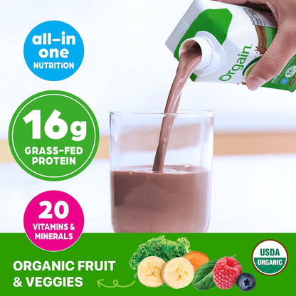 Orgain Organic Nutritional Shake – Creamy Chocolate Fudge, 16g Protein (Pack of 12)
