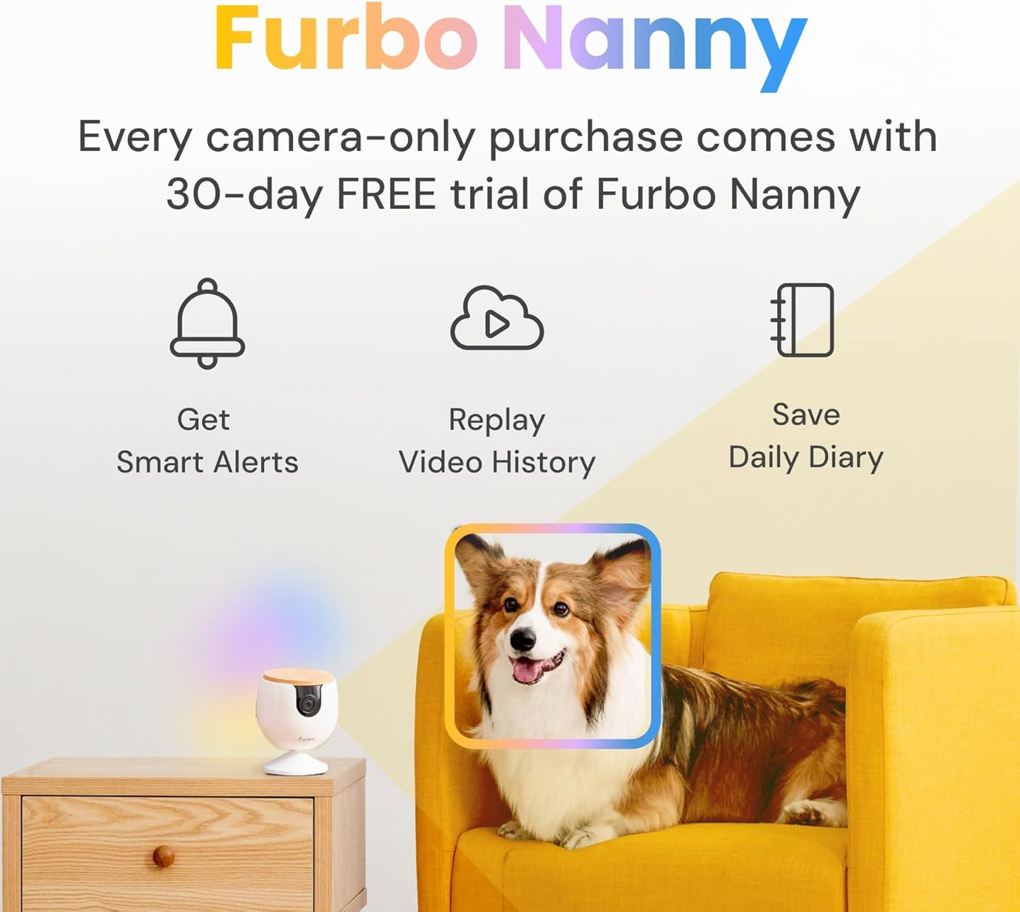 Home Security Camera with Barking or Meowing Alerts with 2-Way Speaker and Night Vision (No Subscription Required)