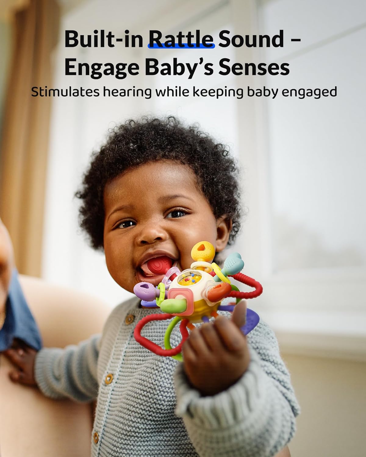 Montessori Sensory Teething Toy – BPA-Free Silicone Rattle Teether for Babies (0–12 Months)