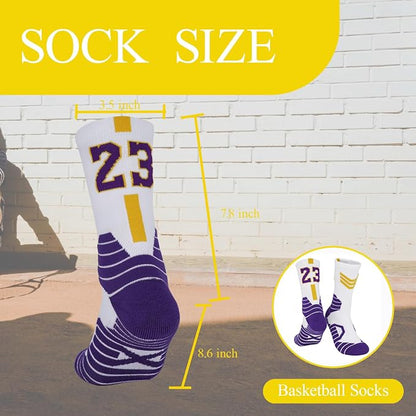 Basketball Compression Socks – Cushioned Athletic Sport Socks with 3D Ankle Protection, Size 7–12, 3 Pairs