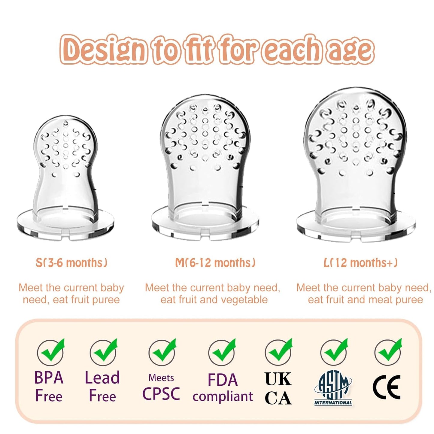 Baby Fresh Fruit Feeder Pacifier – 2-Pack Freezable Teething Toy with Silicone Pouches (Monkey, Orange & Blue)