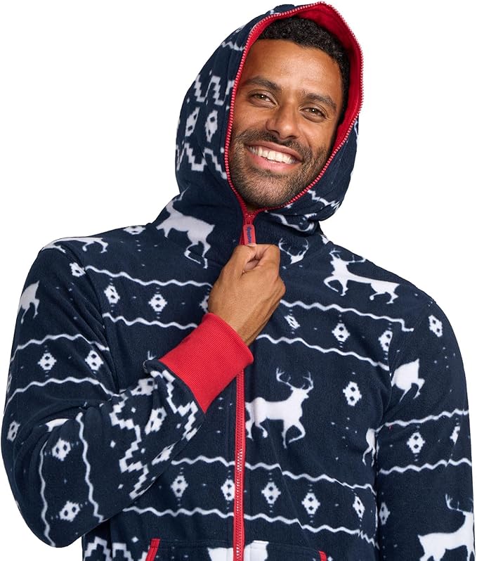 Comfy Christmas Onesies for Adults - Unisex Matching Holiday Jumpsuits with Handy Pockets