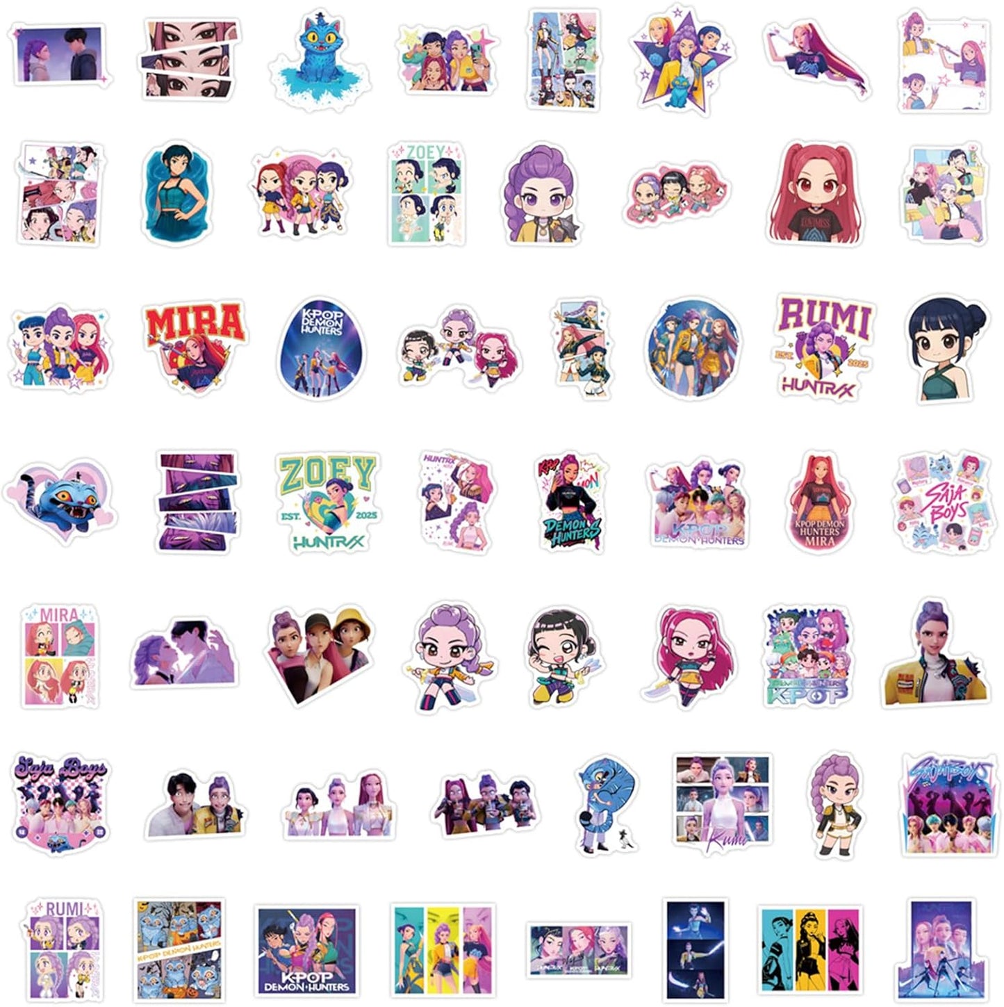 Demon Movie Hunters Stickers (55 PCS) – Waterproof Vinyl Decals for Water Bottles, Phones, Laptops & More