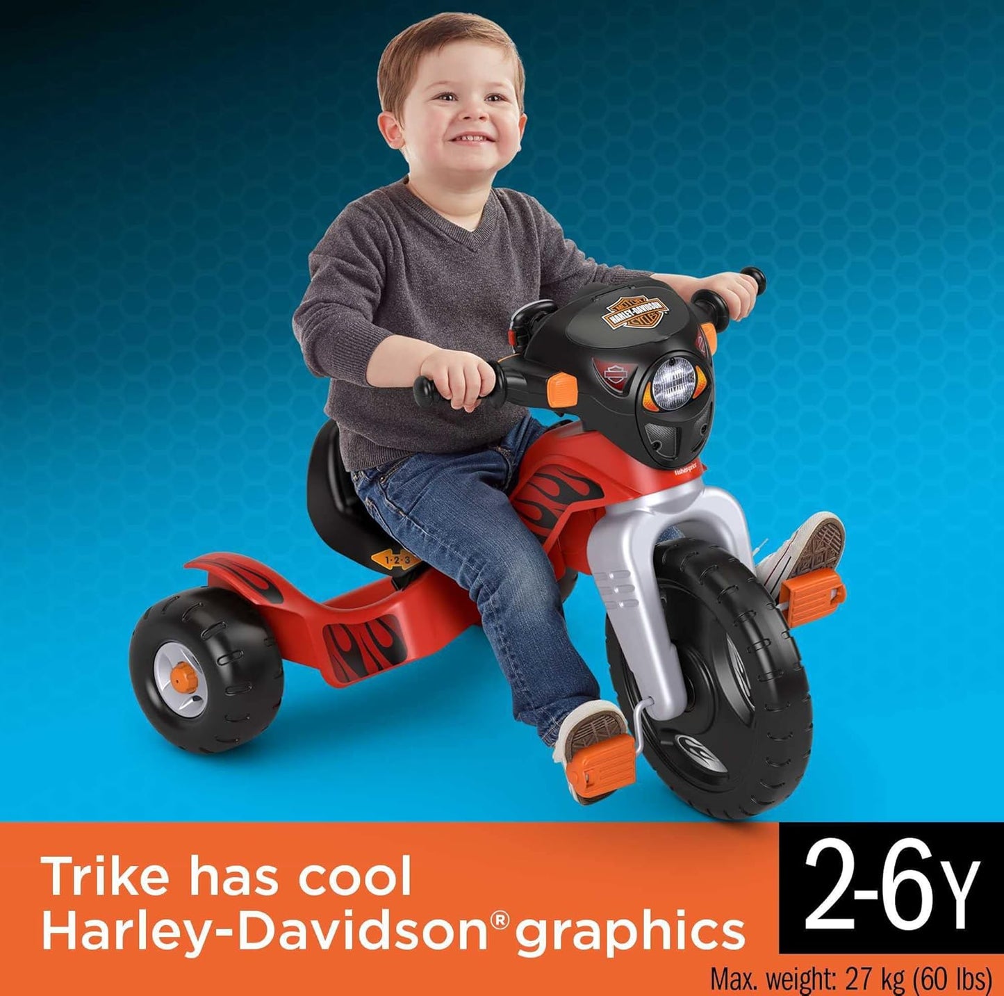 Harley-Davidson Toddler Tricycle – Light & Sound Toy Bike with Adjustable Seat (Ages 2+)