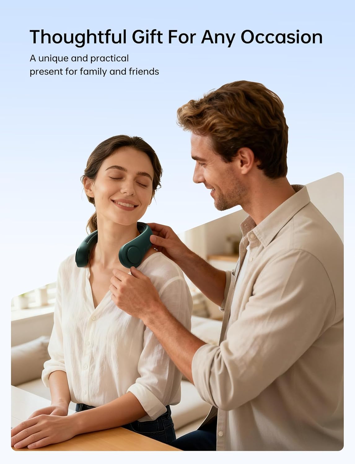 Portable Bladeless Neck Fan – Rechargeable Wearable Personal Fan with 5 Speeds & 4000mAh Battery