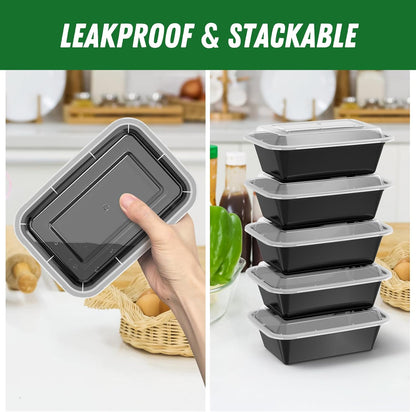 Reusable 50-Pack Meal Prep Containers with Lids (100-Piece Set), Leakproof and Food Safe, Microwave, Freezer, Dishwasher Safe