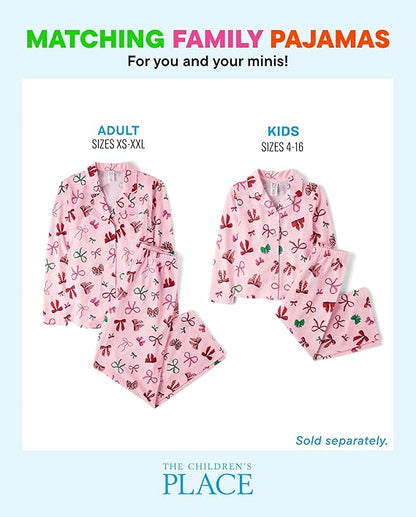 Mommy and Me Matching Christmas 2 Piece Pajama Sets, Button Up