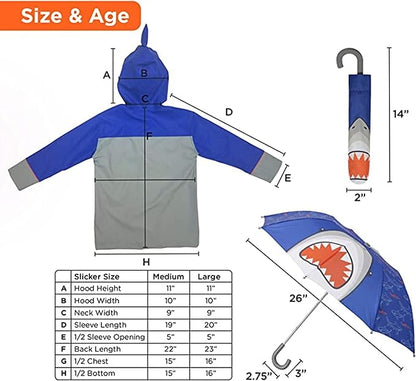 Kids Umbrella & Rain Coats Set for Girls and Boys