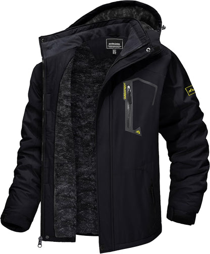 Men’s Waterproof Winter Ski Jacket – Insulated Thermal Snowboard Coat for Cold Weather & Snow Sports, Black, Medium