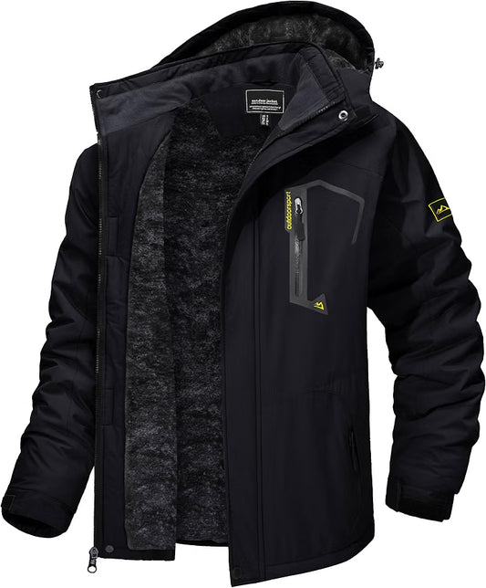 Men’s Waterproof Winter Ski Jacket – Insulated Thermal Snowboard Coat for Cold Weather & Snow Sports, Black, Medium