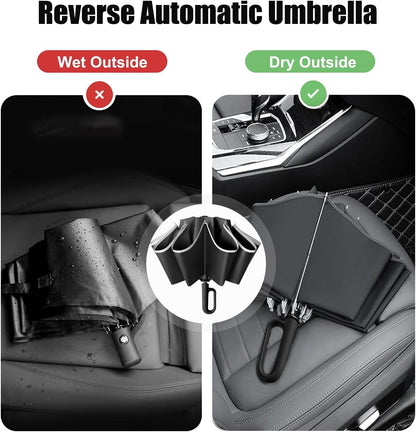 Ring Buckle Umbrella – Reflective Safety Strip, Sturdy Windproof, Reverse Automatic