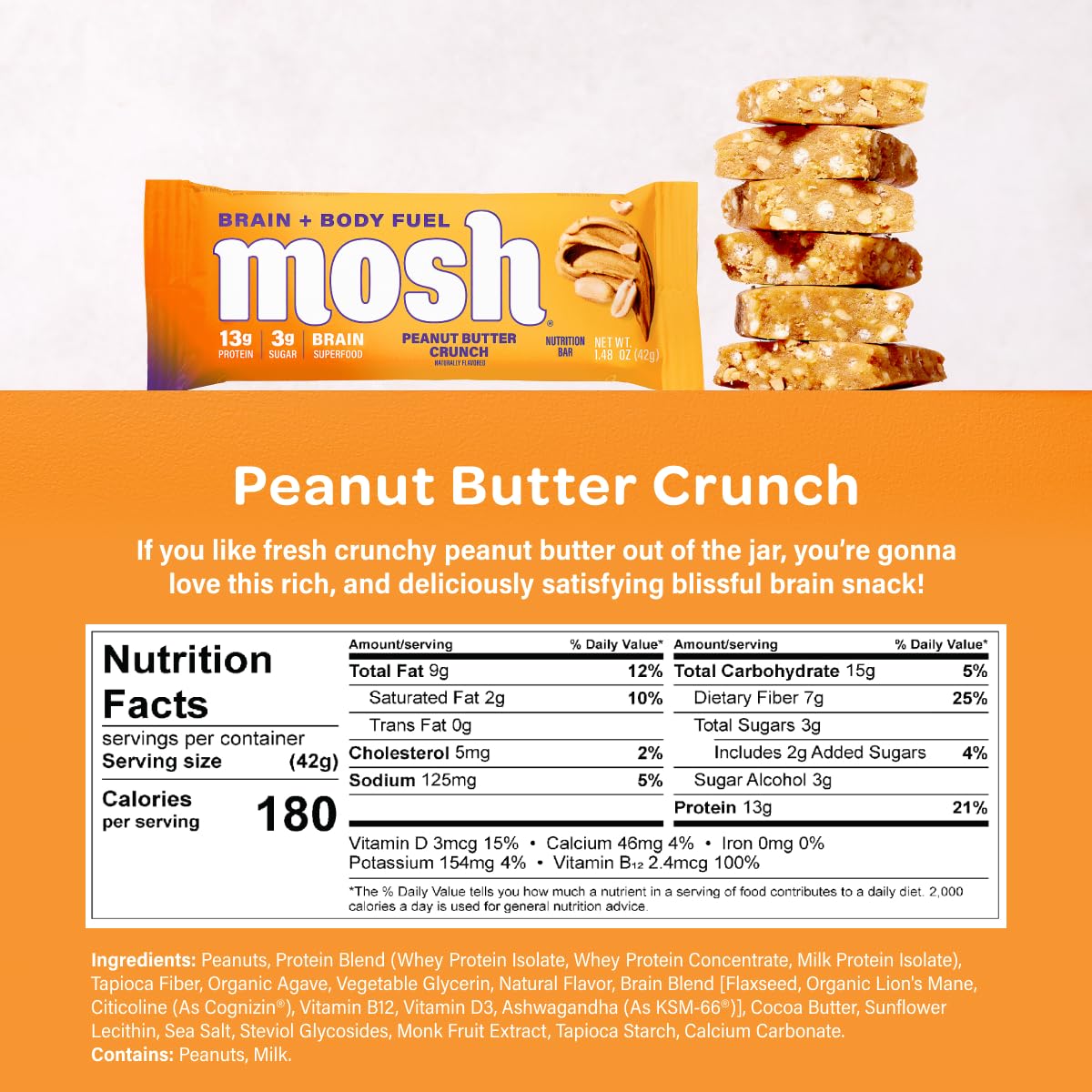 Variety Pack Keto Protein Bars – High Protein, High Fiber, Low Carb, Gluten-Free, Brain Health with Ashwagandha & Lion's Mane, 15 Count