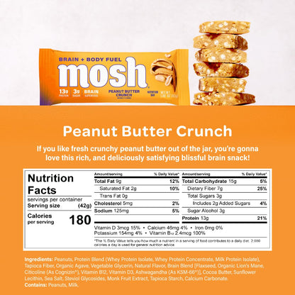 Variety Pack Keto Protein Bars – High Protein, High Fiber, Low Carb, Gluten-Free, Brain Health with Ashwagandha & Lion's Mane, 15 Count