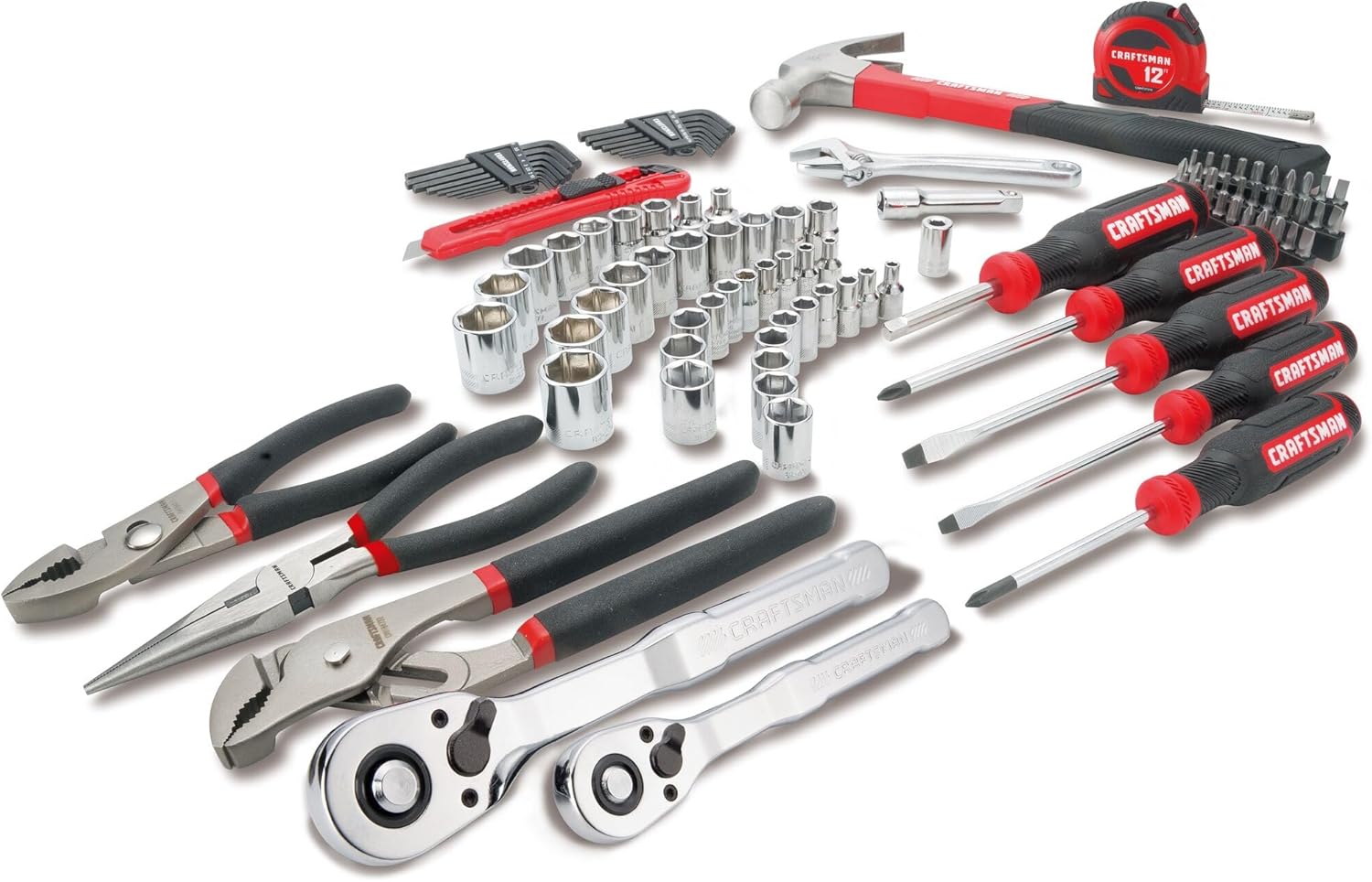 102-Piece Home & Car Tool Kit with SAE/Metric Sockets, Screwdrivers, Wrenches, and More