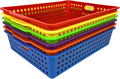 6-Pack Colorful Plastic Storage Bins - for Organizing Classroom Supplies