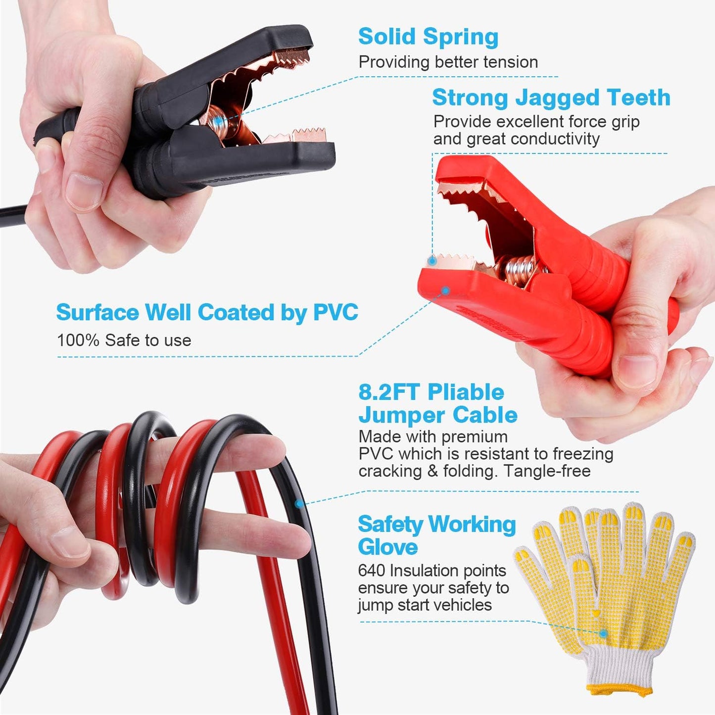 Vetoos Car Roadside Emergency Kit – Jumper Cables, Repair Tools & Folding Shovel