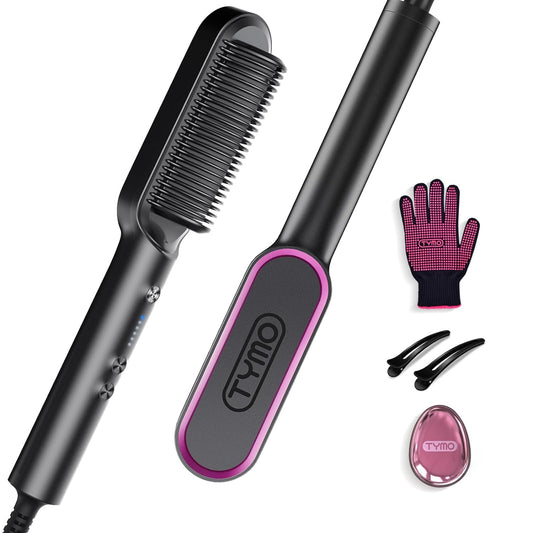 Hair Straightener Brush, with 5 Temps 20s Fast Heating & Dual Voltage for Women