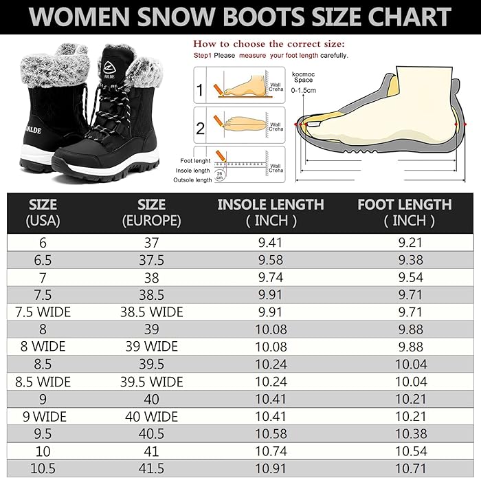 Women’s Waterproof Mid-Calf Snow Boots – Faux Fur Lined, Non-Slip Sole (Black Wheat Stripe, Size 8)