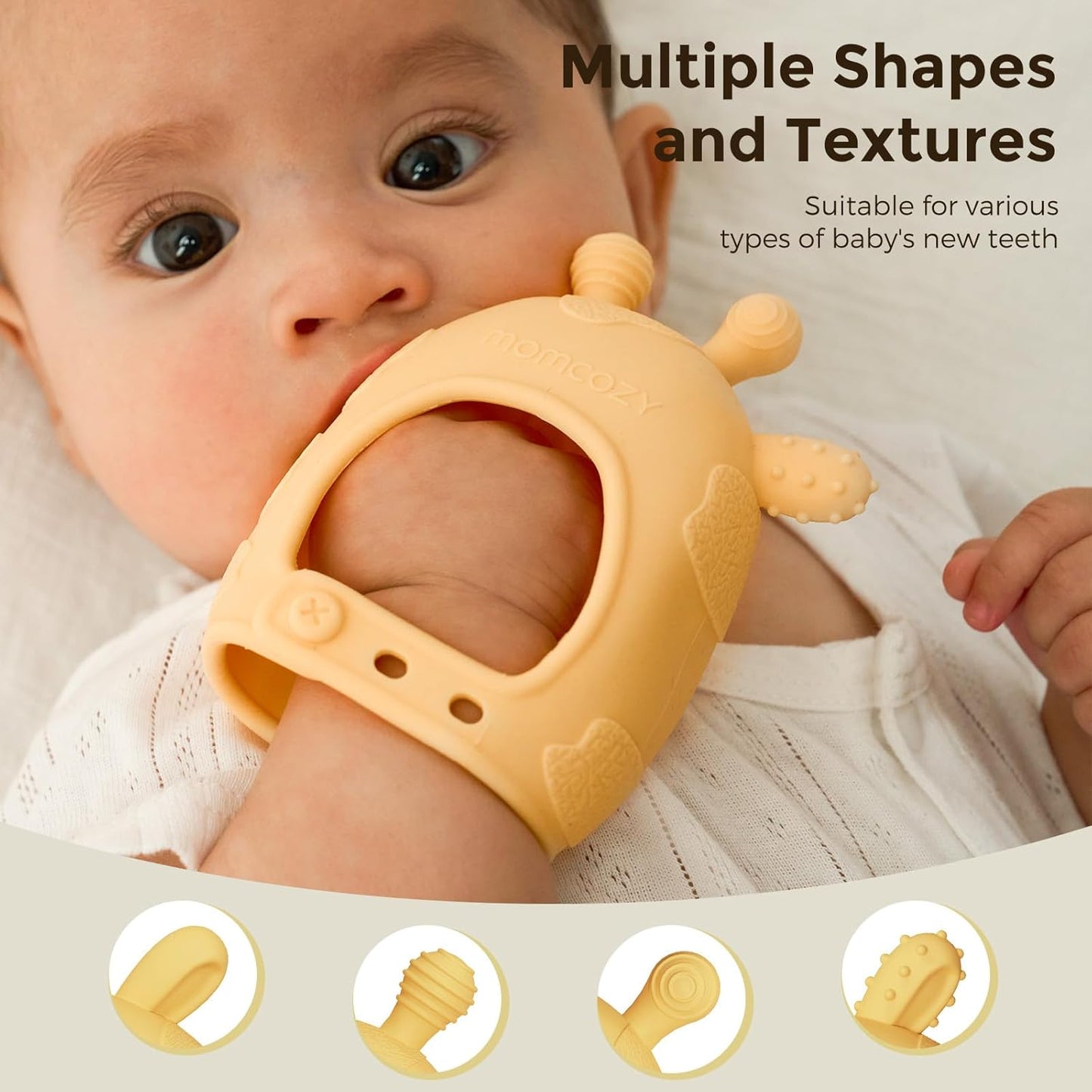 Baby Teether Toys | Baby Teething Toys | Baby Teething Relief | Food Grade Silicone Teether Baby Toys | Baby Teether 0-6 Months | Teething Toy 6-12 Months | Baby Essential | Yellow