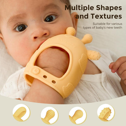 Baby Teether Toys | Baby Teething Toys | Baby Teething Relief | Food Grade Silicone Teether Baby Toys | Baby Teether 0-6 Months | Teething Toy 6-12 Months | Baby Essential | Yellow
