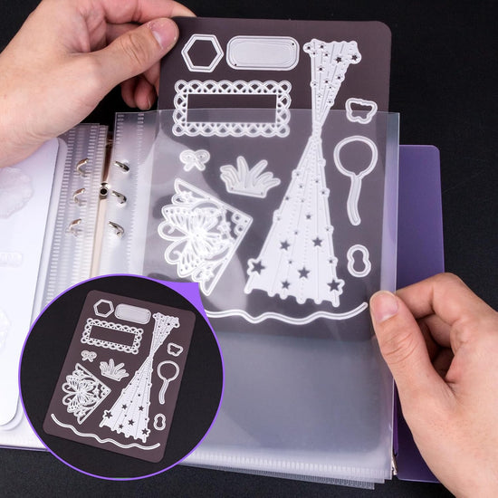 12 Magnetic Sheets for Die and Stamp Storage | Includes Binder Cover and Pockets for Card Making (0.8 mm Thickness)