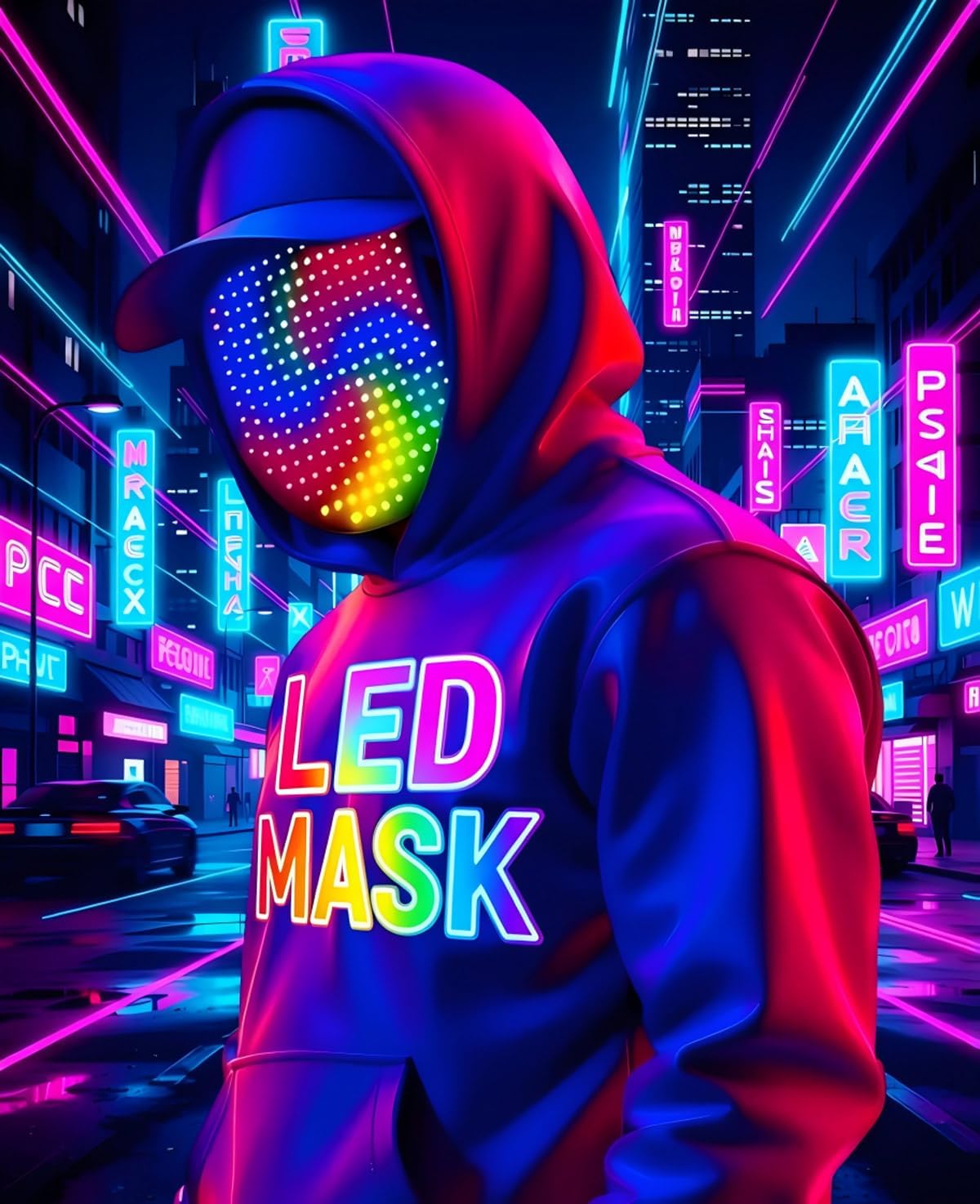 LED Gesture-Sensing Mask – Light-Up Transforming Digital Face Mask for Parties & Gifts