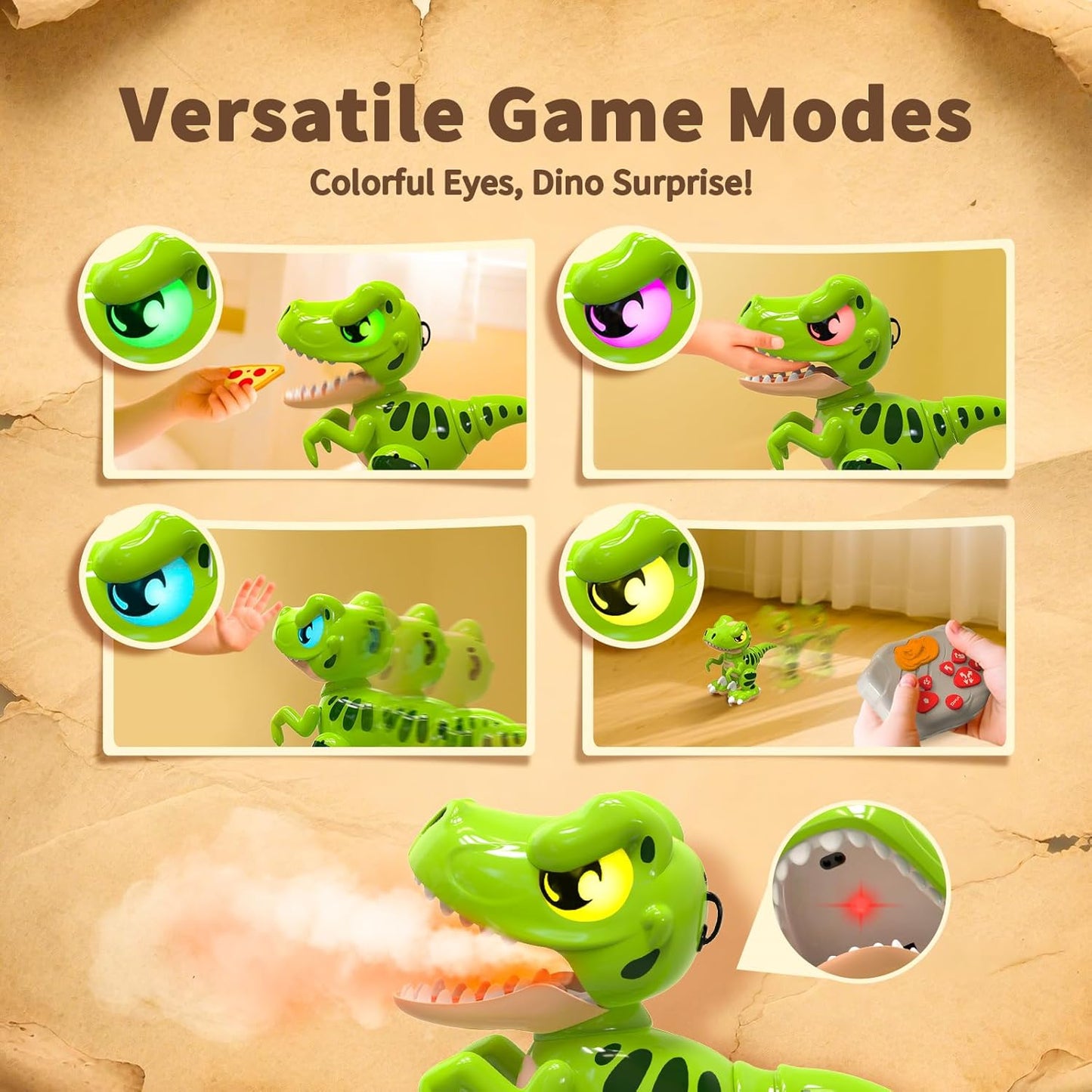 Remote Control Velociraptor – Rechargeable Dino Robot with Spray, Sounds & Dancing (Ages 3–12)