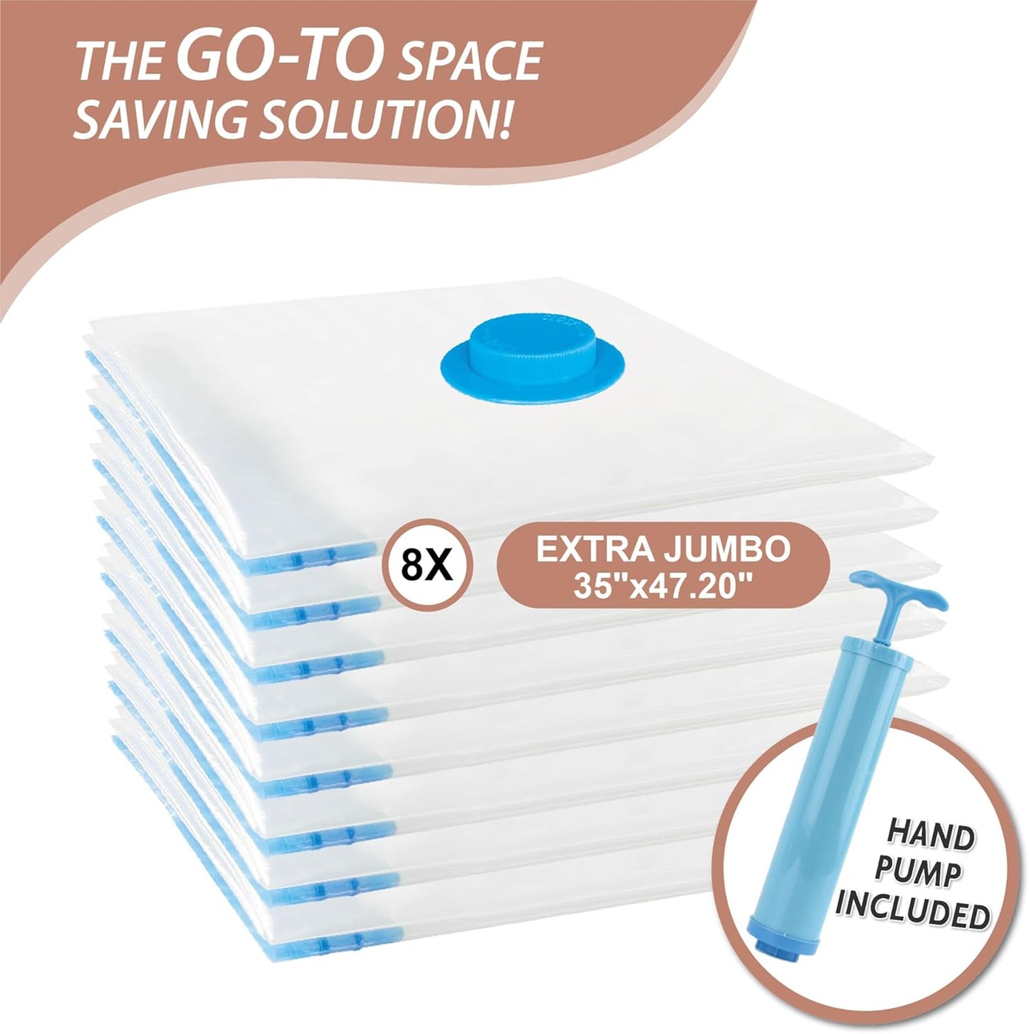 8-Pack XXL Vacuum Storage Bags – Extra-Large Space Saver Bags for Bedding & Comforters (47.2" x 35")