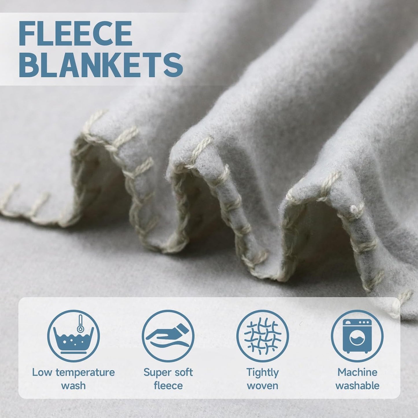12-Pack Fleece Throw Blankets – Soft, Warm & Lightweight 60" x 50" (Light Gray)