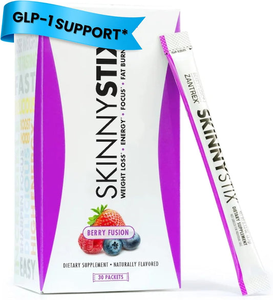 Zantrex SkinnyStix Energy Powder – GLP-1 Support, Appetite & Energy Boost (Berry, 30 Stix)
