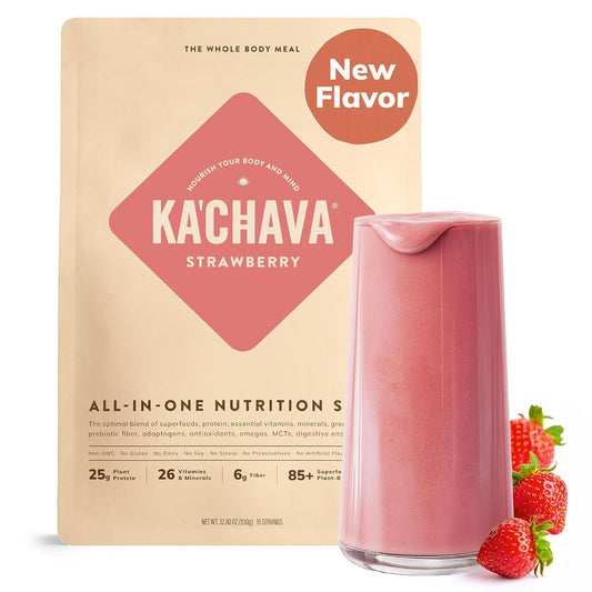Strawberry All-In-One Nutrition Shake – 85+ Superfoods, Plant-Based Protein & Greens – 15 Servings – Vegan, Dairy & Gluten Free