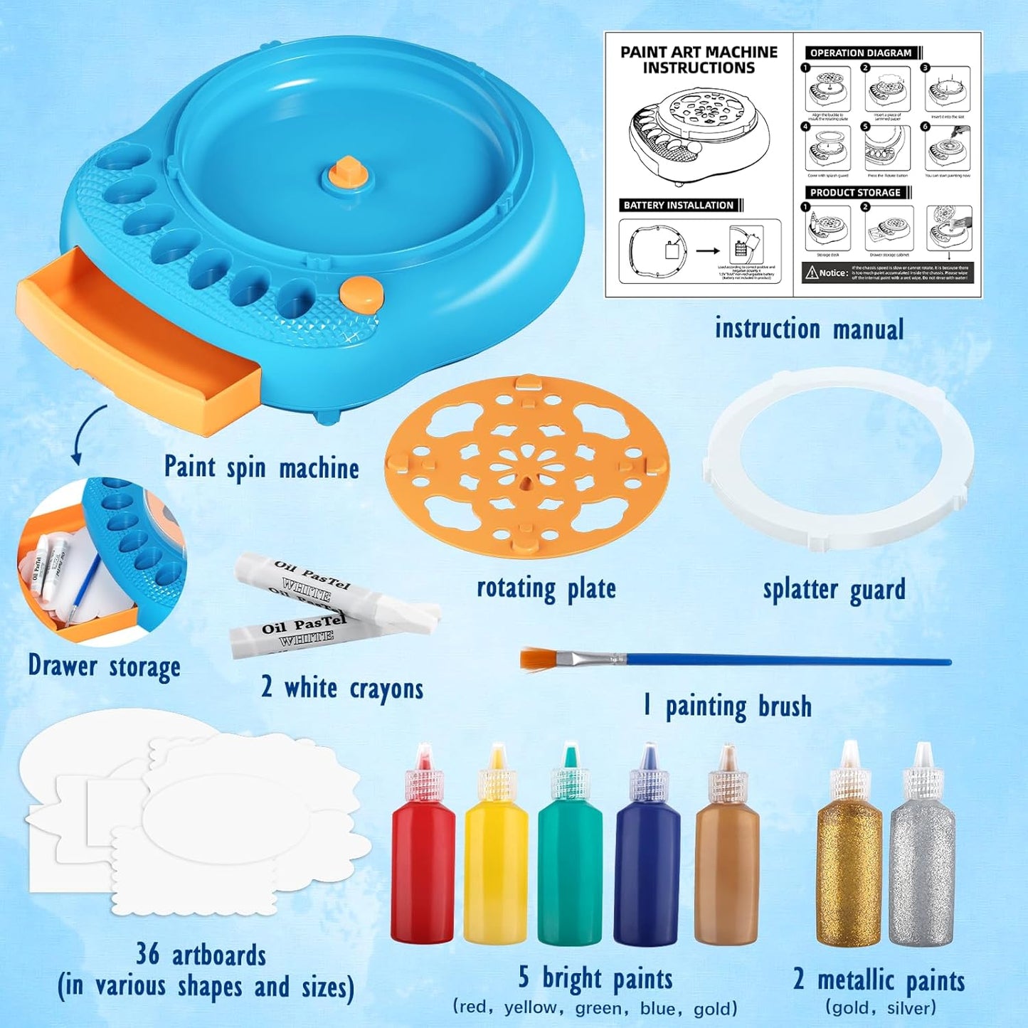 Paint Spin Art Machine Kit - Arts and Crafts for Kids Ages 4-12