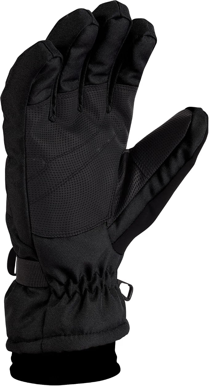 Men’s Waterproof Insulated Winter Gloves – Knit Cuff Cold Weather Gloves, Black, Large