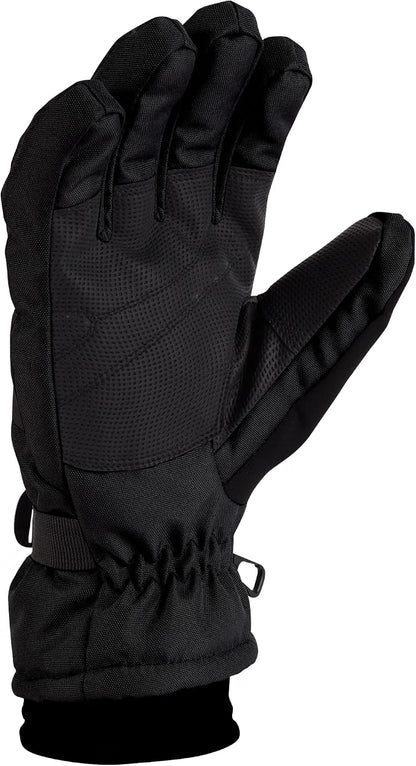 Men’s Waterproof Insulated Winter Gloves – Knit Cuff Cold Weather Gloves, Black, Large